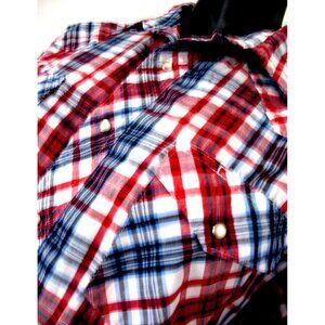 Wrangler Men's Shirt Short Sleeve Button down, Blue, Red XL,